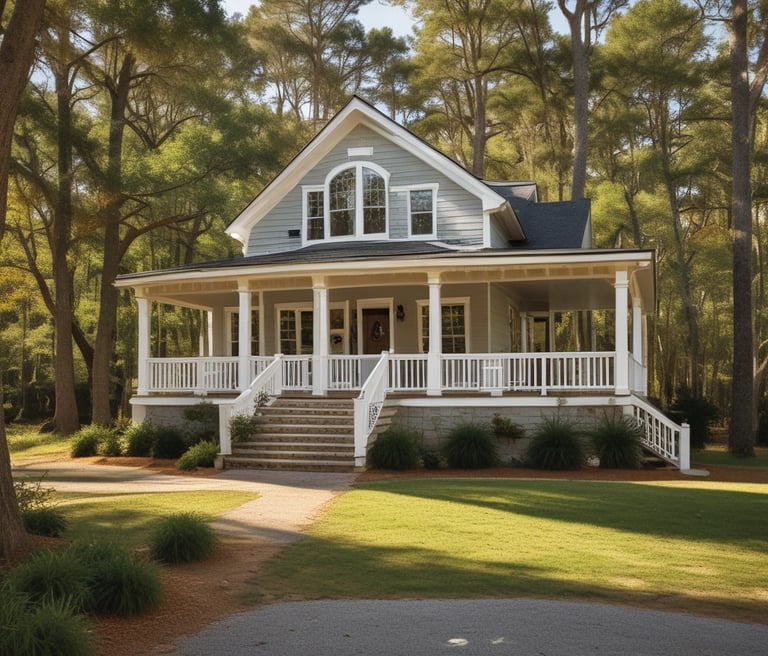 A skilled technician in a blue uniform inspecting an HVAC unit outside a modern home in Eastern North Carolina.