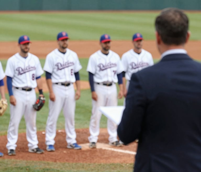 A view of a baseball field from behind home plate