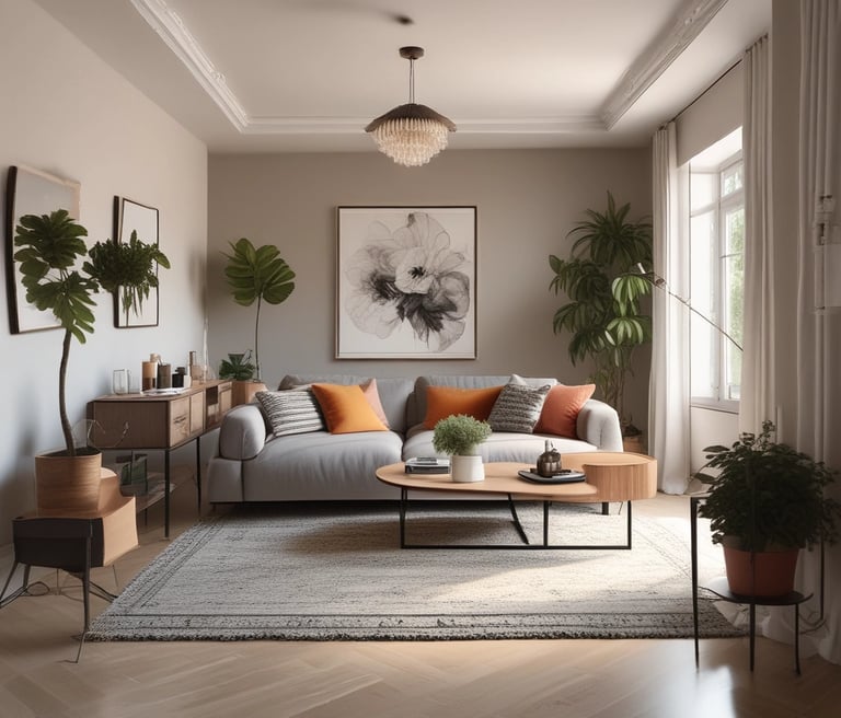 Cozy and welcoming modern apartment interior with tasteful decor.