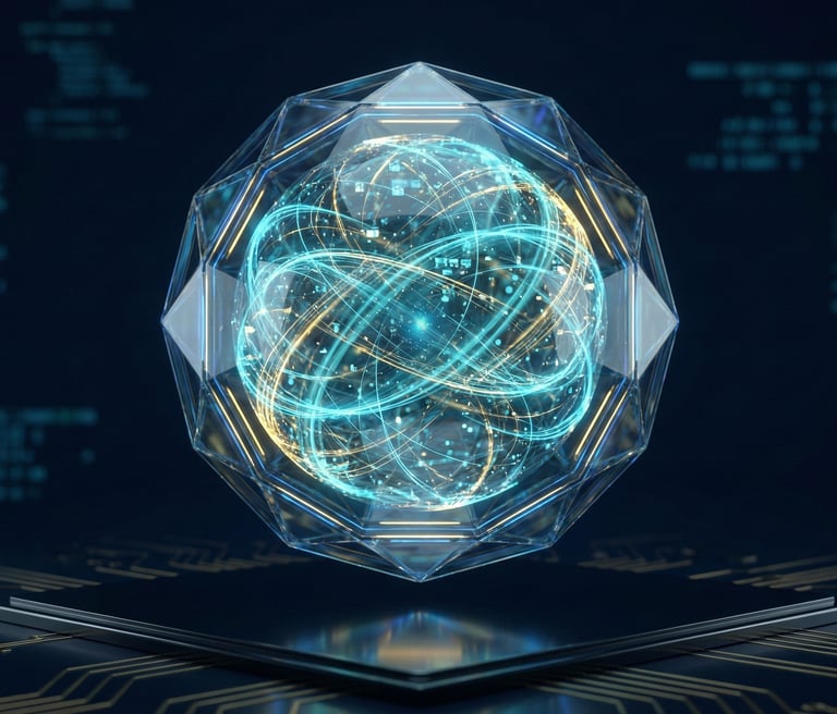 a sphere with blue wire lights inside representing sovereign AI