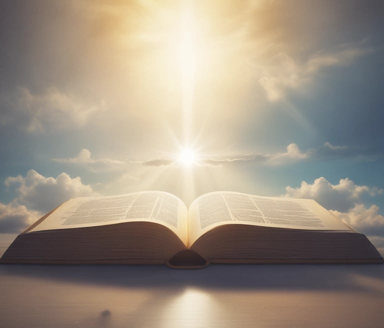 A warm, inviting scene of a family gathered around a tablet watching animated psalms, bathed in soft blue and gold light.