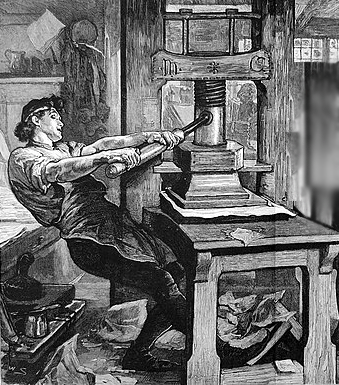 The Caxton Celebration - William Caxton showing specimens of his printing to King Edward IV and his