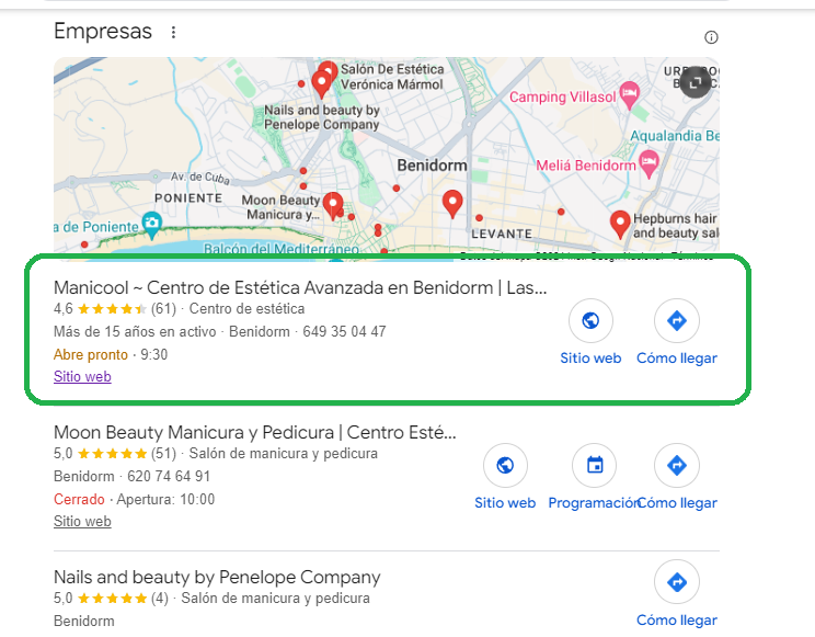 agencia seo local benidorm posicionamiento manicool