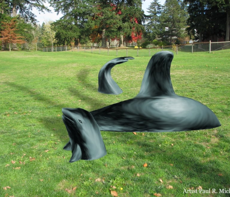 Ken Peninsula Orcas sculpture artist rendition