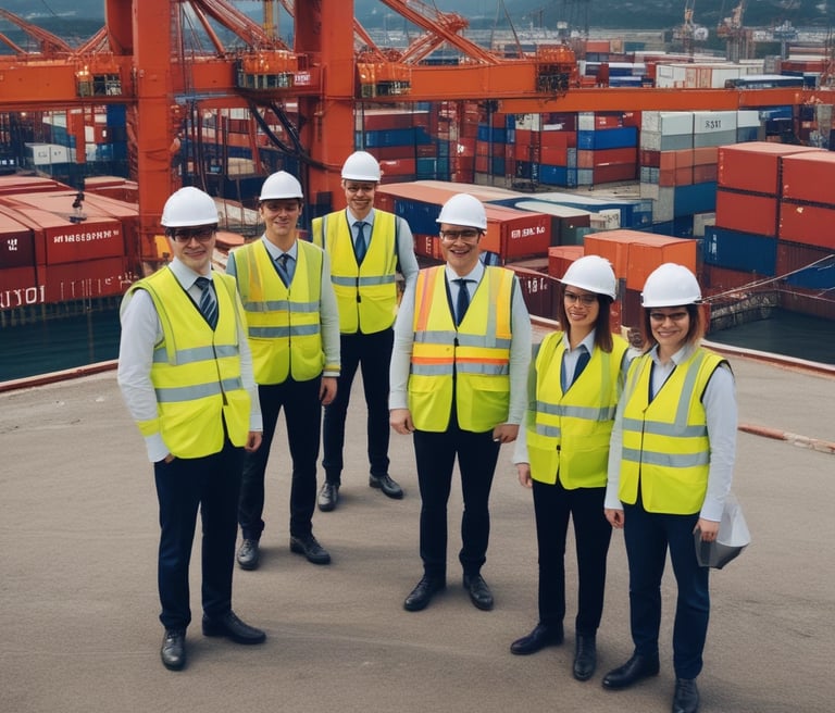 A professional team discussing logistics strategies.