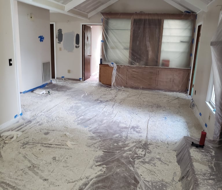 Removing popcorn ceilings. It's a messy business.