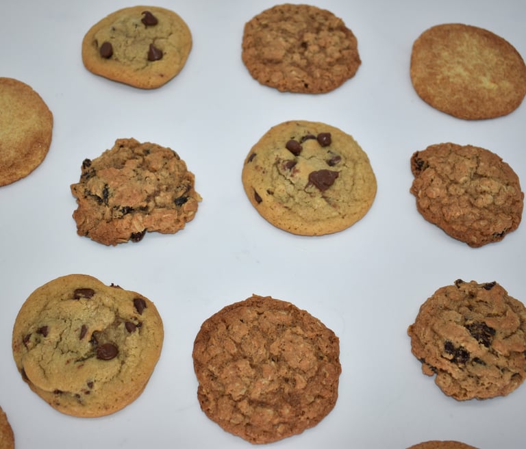 Faith Baked cookies on white background