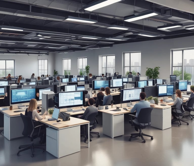 oficina moderna con empleados.