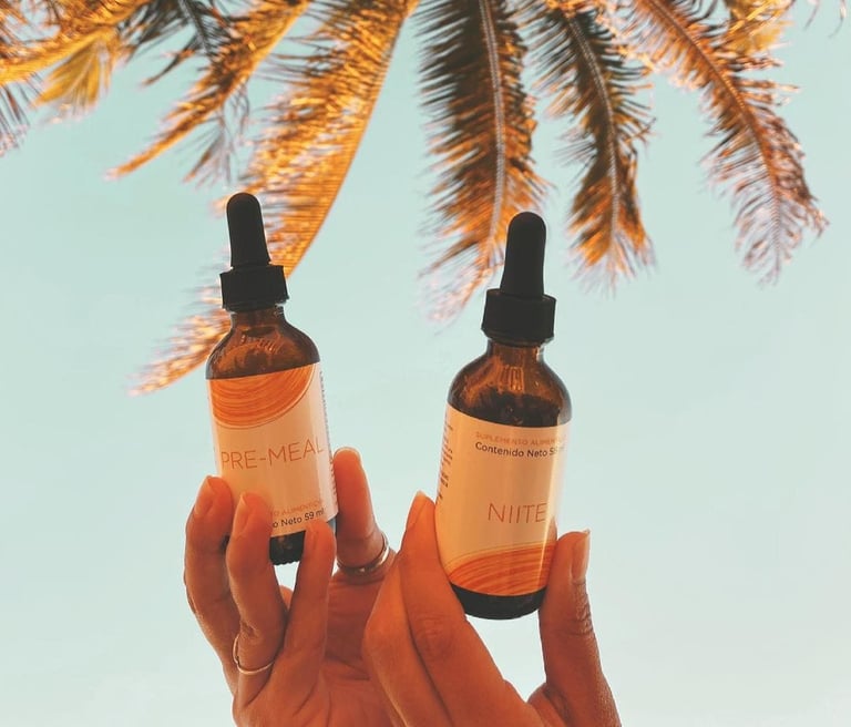 a person holding two bottles of vitamin - rich skin care products