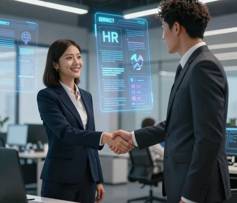 Three people are standing in front of a backdrop with Microsoft branding and the text 'Cloud stories from Norway.' Each person is positioned behind a tall round table. One table has a laptop covered in various tech-related stickers. The setting appears to be a professional or tech-related event with lights on either side.