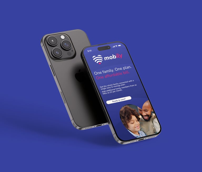 Mobily mobile advert shown on an iPhone