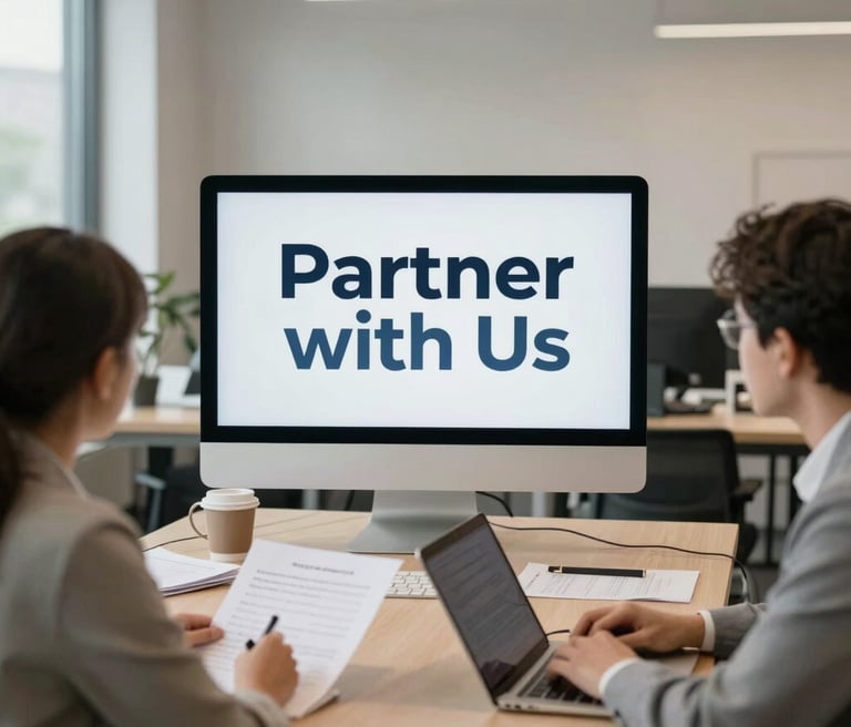 Professional consultant discussing commercial strategies with clients in a modern office.