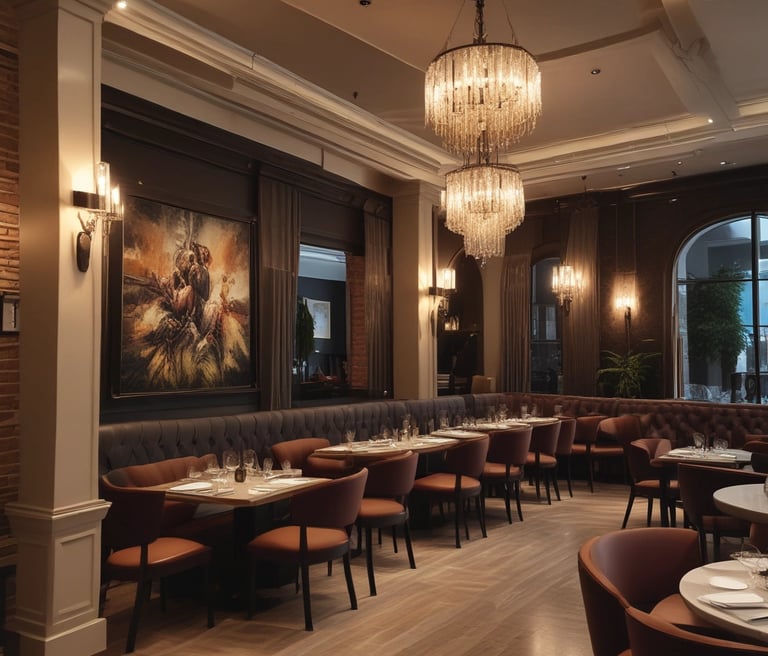 Image of a modern restaurant setup showcasing a welcoming dining ambiance.