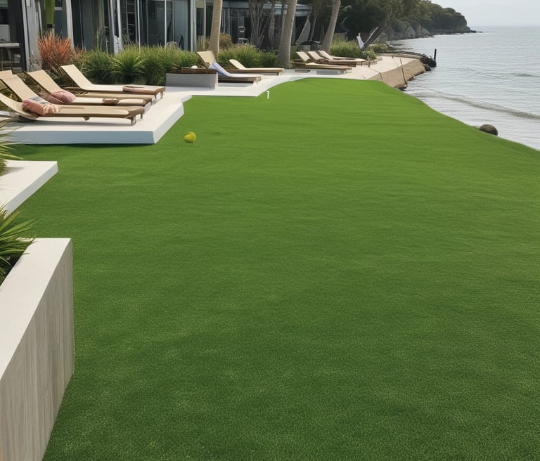 A vibrant, freshly remodeled backyard featuring lush greenery and modern hardscape elements under a clear SoCal sky.