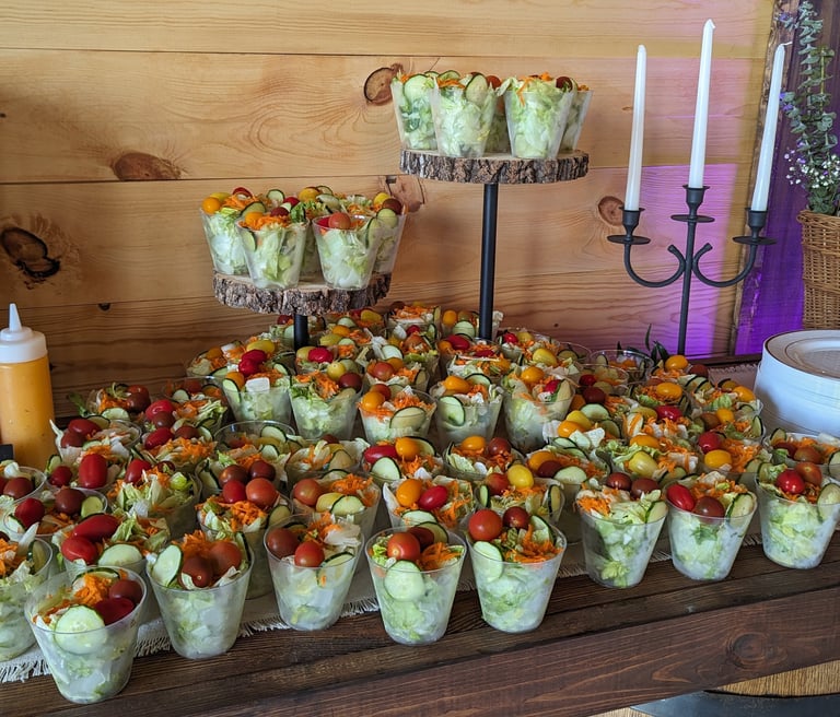 individual salads using fresh ingredients