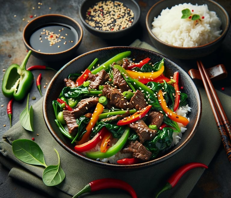 Un plat vietnamien populaire à base de bœuf est le "Bò Lúc Lắc"