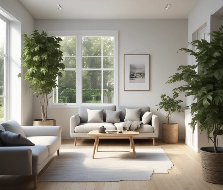 An interior space appears to be under renovation, featuring a large, decorative marble wall with an intricate pattern. Scaffolding, tools, and materials are scattered throughout the room, including a cart, power tools, and a table. The room is lit by natural light coming through large windows, adding to the sense of openness.