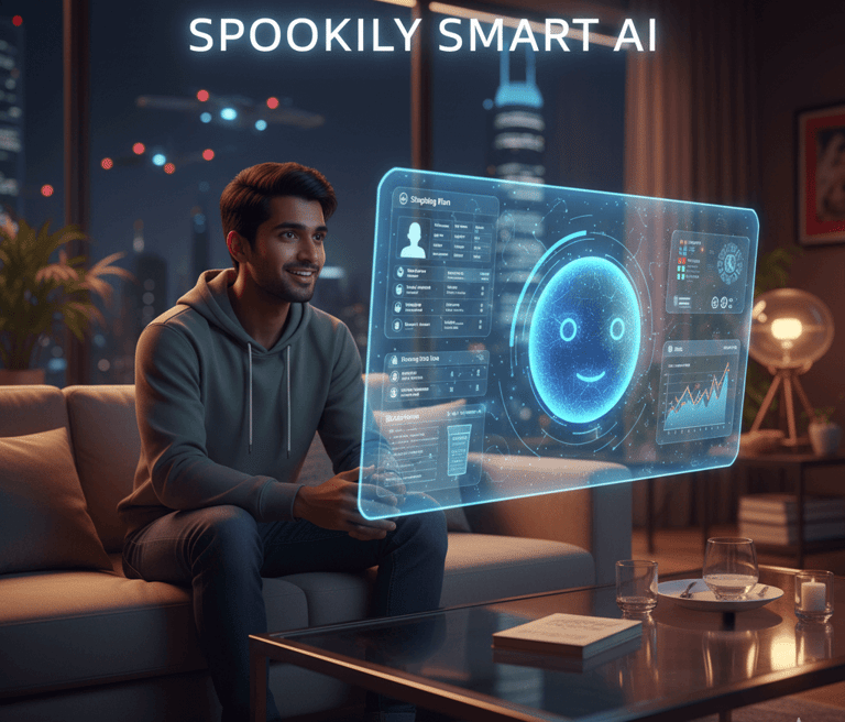 person interacting with holographic technology