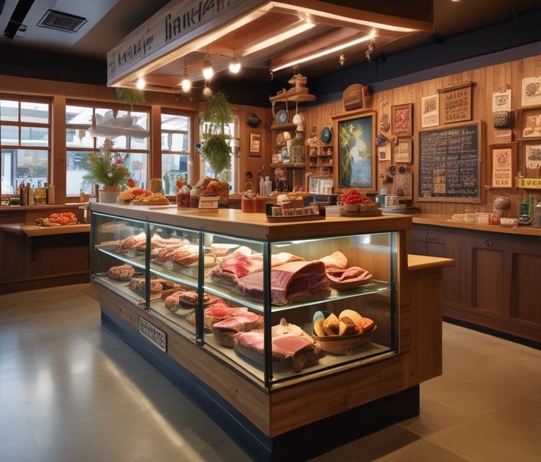 A vibrant display of sweet 'n pika's gourmet beef jerky products.