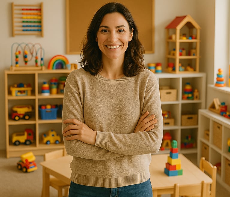 Maitresse d'école ayant des élèves sous Projet d'Accueil Individualisé se tenant devant sa classe