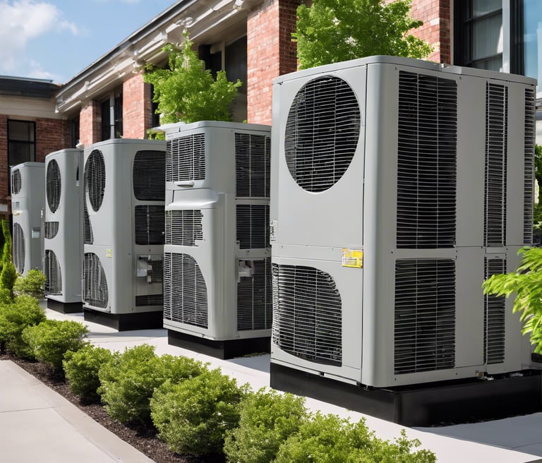 a white wall with three air conditioners on it