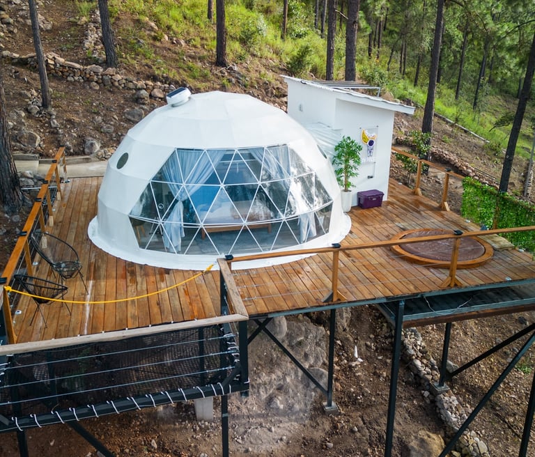 a dome shaped house with a glass dome shaped like a dome