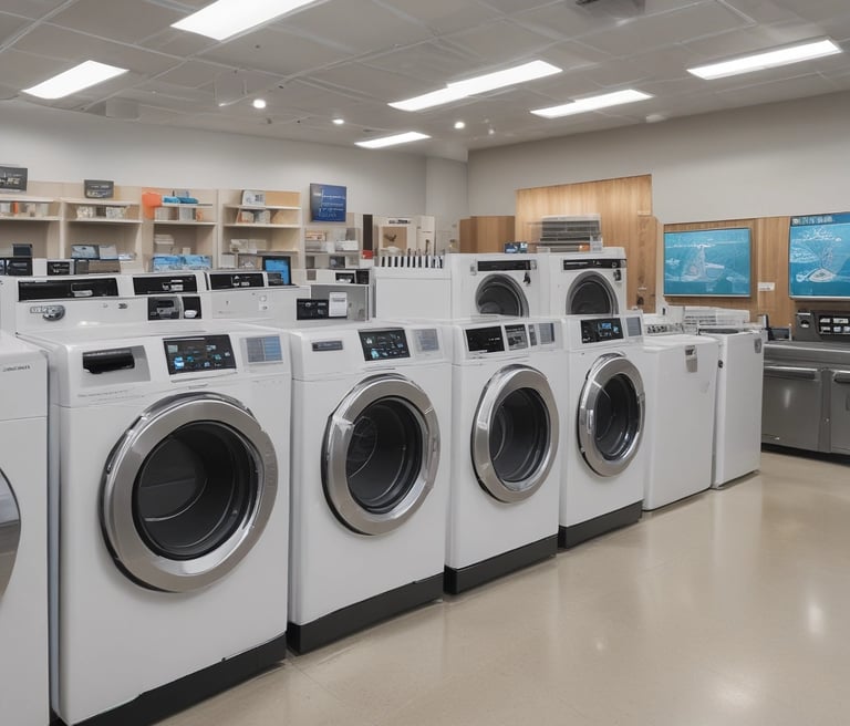 A professional team member assisting a customer with appliance rental.