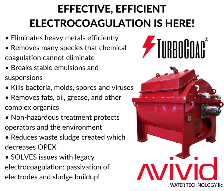 A graphic with a picture of the Turbocoag machine and info about electrocoagulation