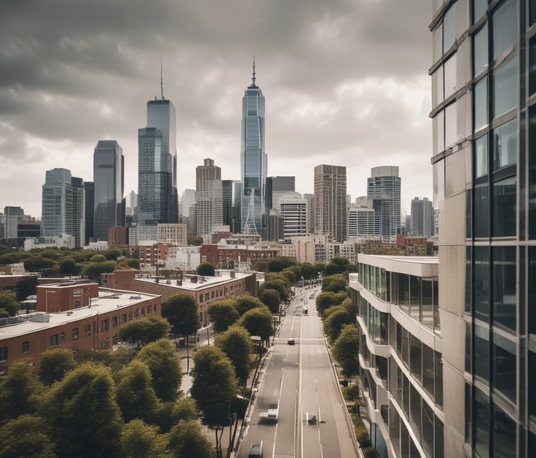 The image features a storefront at night, prominently displaying a sign with the words 'Happy Address' and 'Vacation Rentals' in bright yellow letters on a red background. Below, a large advertisement with the slogan 'Happy Address is where you feel happy' is visible, alongside logos of companies such as TripAdvisor, Airbnb, and Expedia.