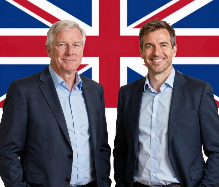 A friendly accountant reviewing financial documents with a client in a cozy office.