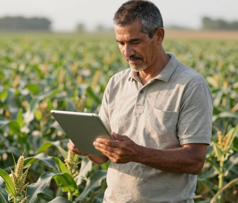 A warm handshake between a farmer and a Mas Agrocrédito agent in a sunlit field.