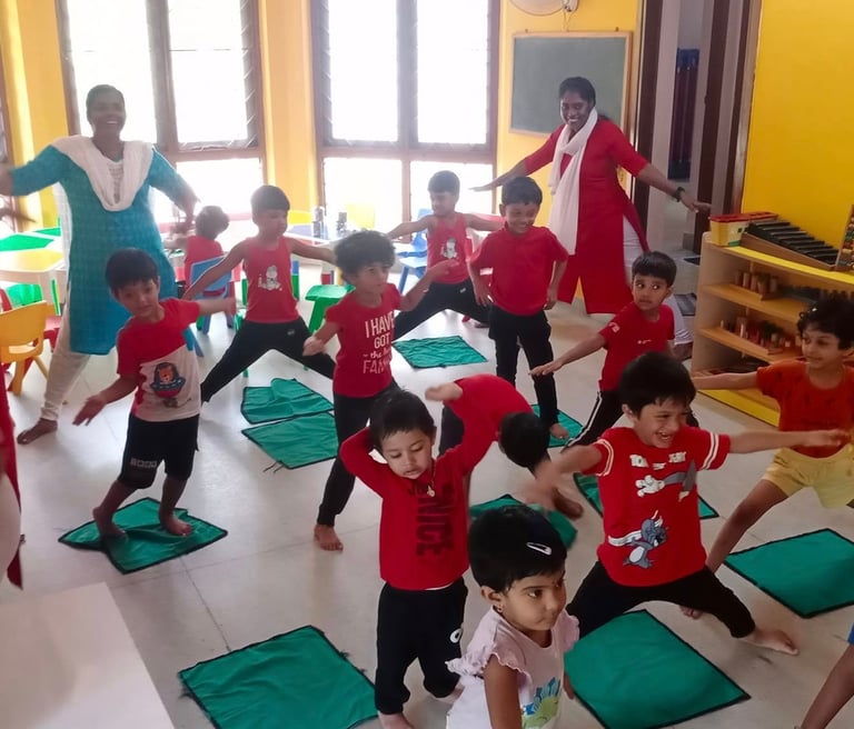 A healthy mind requires a healthy body - kids given lessons on basic Yoga exercises