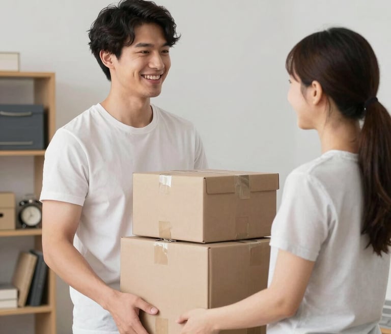 A professional moving truck with Yükzen branding parked in front of a modern office building.