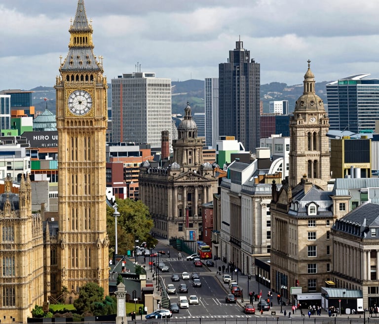 A welcoming consultant assisting a student with visa paperwork in a bright, modern office.