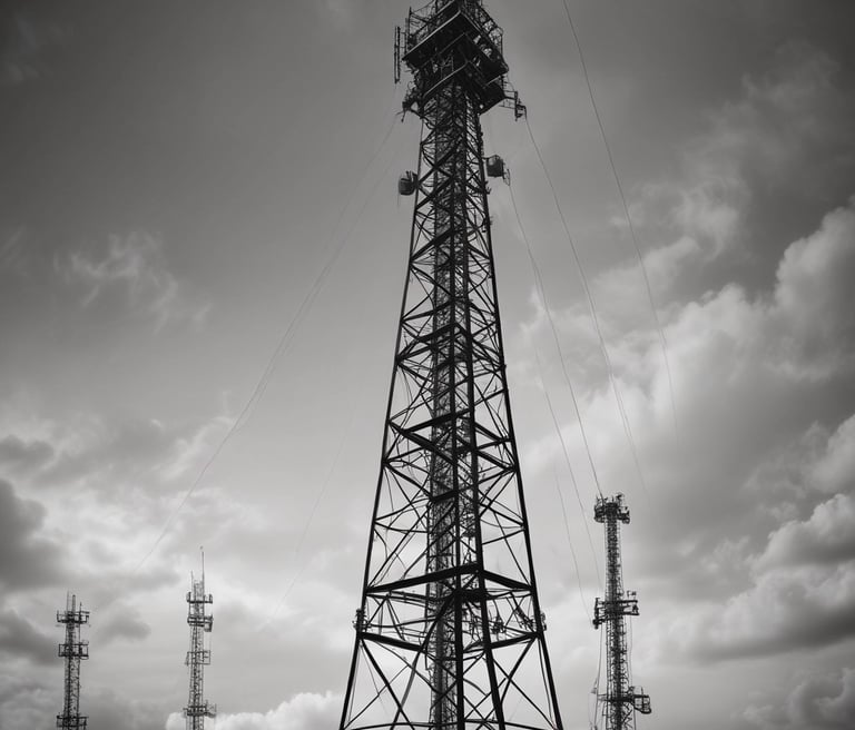 A team of contractors reviewing blueprints on a construction site with cranes in the background.
