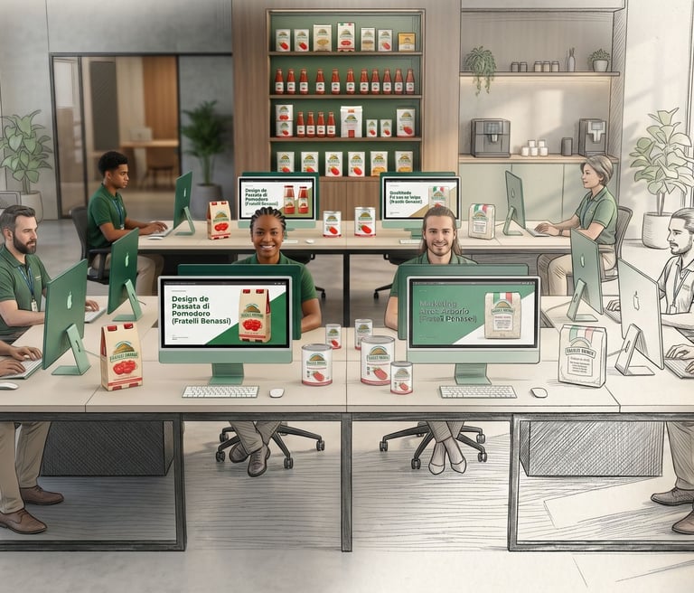 equipe de desenvolvimento de marcas proprias e importação de produtos italianos