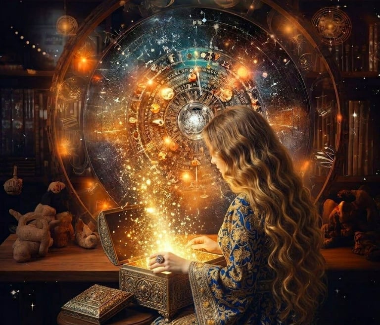 Energy healer with cosmic golden light energy