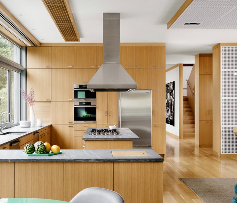 Custom kitchen cabinetry designed and built by Pearce Woodworks Detroit. 