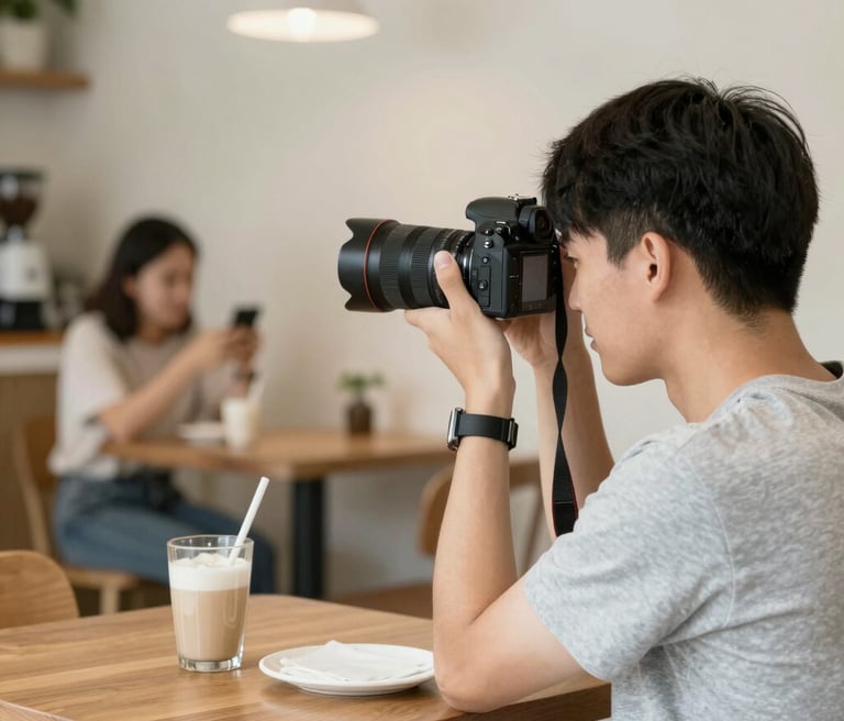 A sleek workspace with a laptop displaying a minimalist luxury brand website, surrounded by design sketches and a cup of coffee.