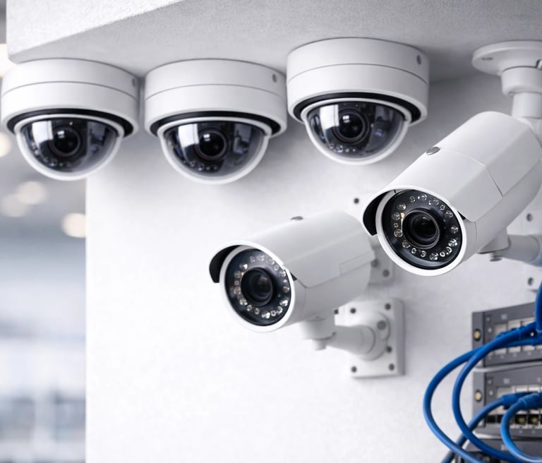 CCTV security cameras installed for home and business video surveillance systems.
