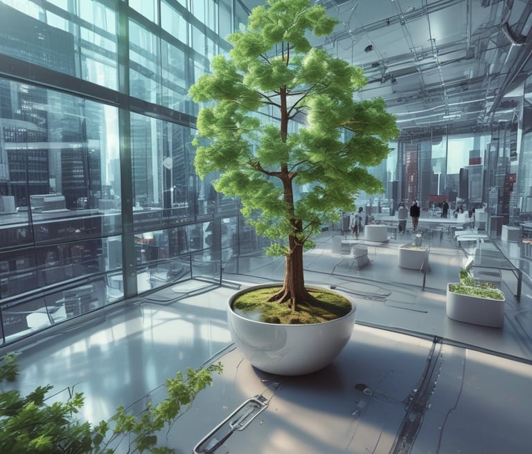 A confident professional reviewing patent documents in a modern office filled with natural light.