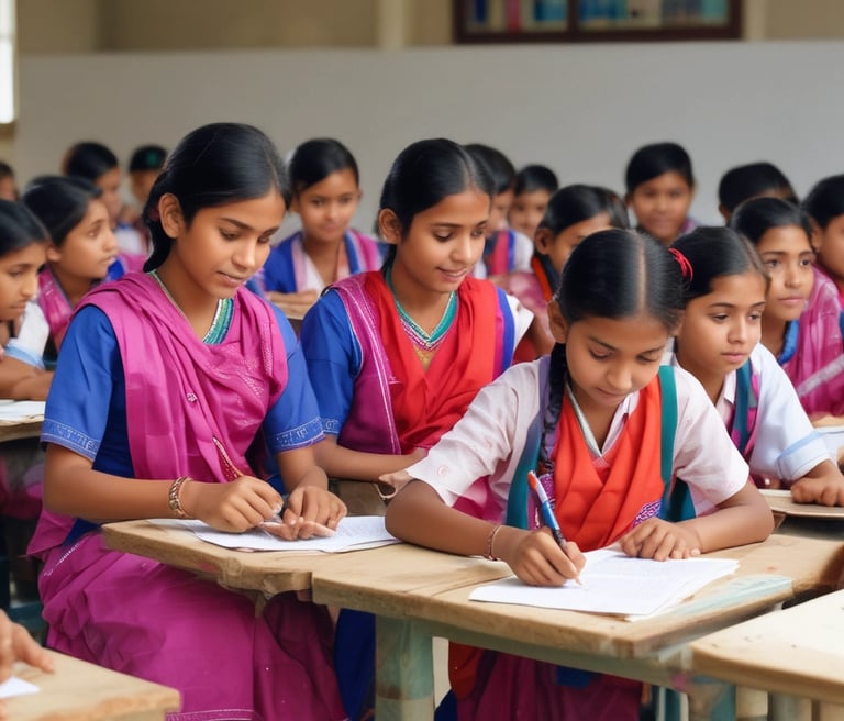 A diverse group of smiling students studying together outdoors, symbolizing unity and learning.