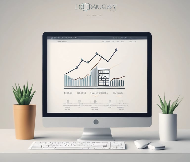 Computadora que muestra un gráfico de análisis de datos de crecimiento empresarial