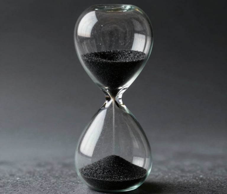 A sleek minimalist clock with hour marks dissolving into scattered digital numbers against a dark background.