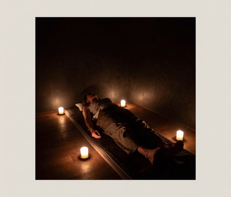 Warm therapeutic room with cream and coffee tones, golden accents, and soft natural light.