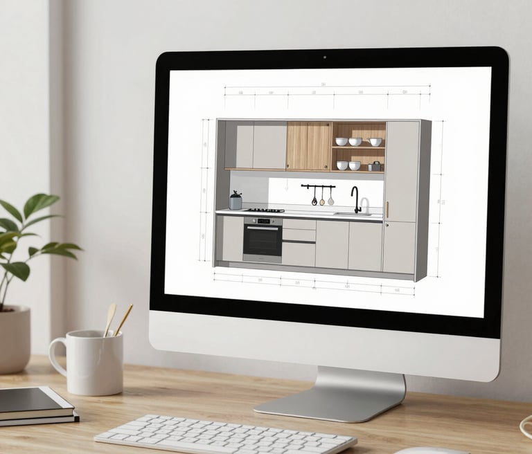 A designer working on adapting a graphic for a website on a computer screen.