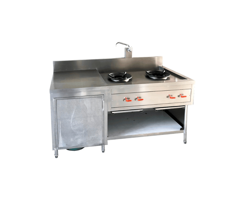 Thai Stove Cabinet 2 Burners with Gas Tank ตู้เตาไทย 2 หัว พร้อมถังแก๊ส ชั้นวางของด้านล่าง