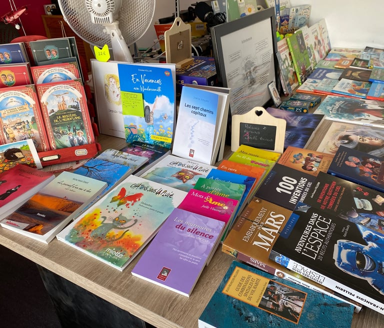 Des livres disposés dans la librairie