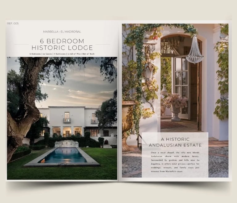 6 bedroom historic lodge dossier cover with estate imagery and property details