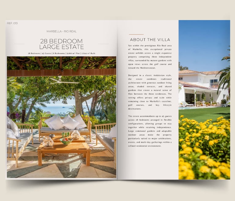 28 bedroom villa dossier cover with estate imagery and property details